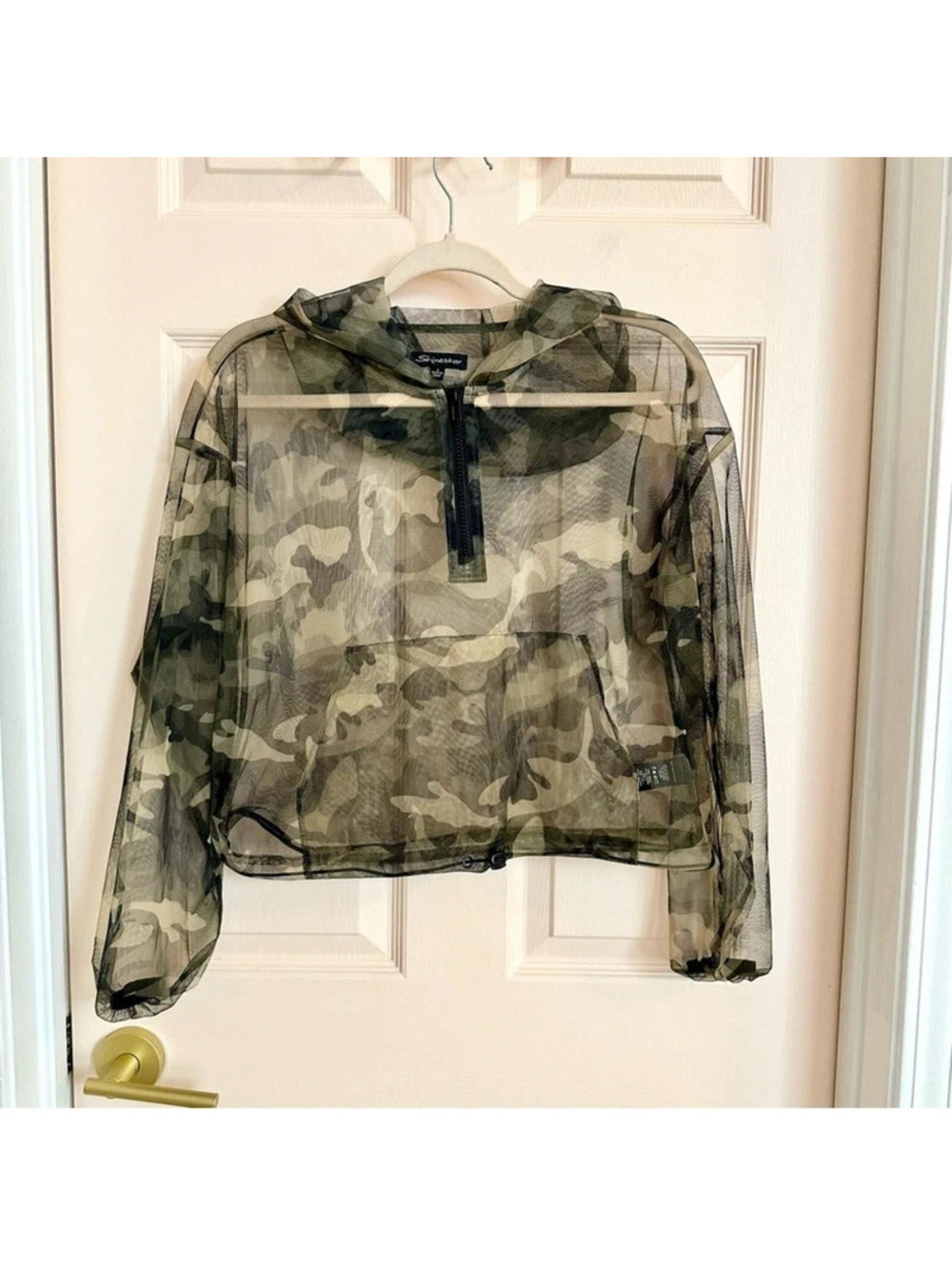 Camo mesh crop pullover